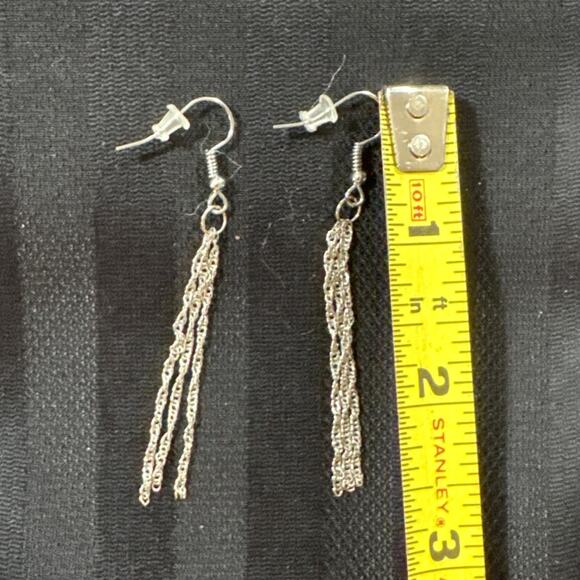 2  1/2"  Silver Chain Dangle Earrings - Picture 1 of 1